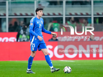 Alessandro Bastoni of Italy during the UEFA Nations League 2024/25 League A Group 2 match between Italy and France at Stadio Giuseppe Meazza...