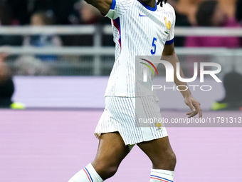 Jules Kounde' of France gestures during the UEFA Nations League 2024/25 League A Group 2 match between Italy and France at Stadio Giuseppe M...