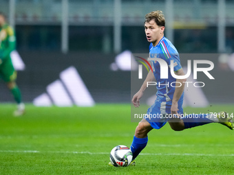 Nicolo' Barella of Italy during the UEFA Nations League 2024/25 League A Group 2 match between Italy and France at Stadio Giuseppe Meazza on...