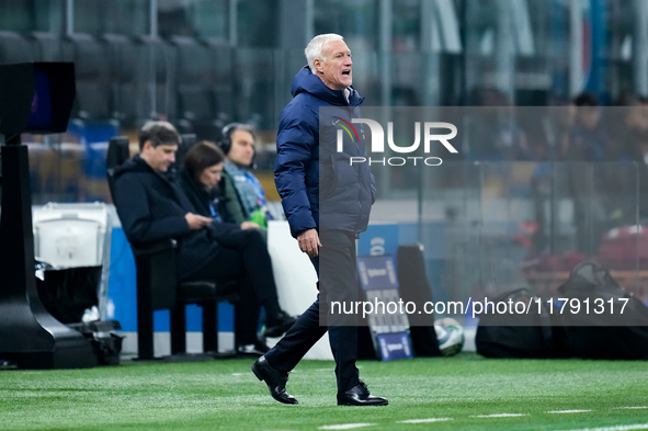 Didier Deschamps head coach of France yells during the UEFA Nations League 2024/25 League A Group 2 match between Italy and France at Stadio...