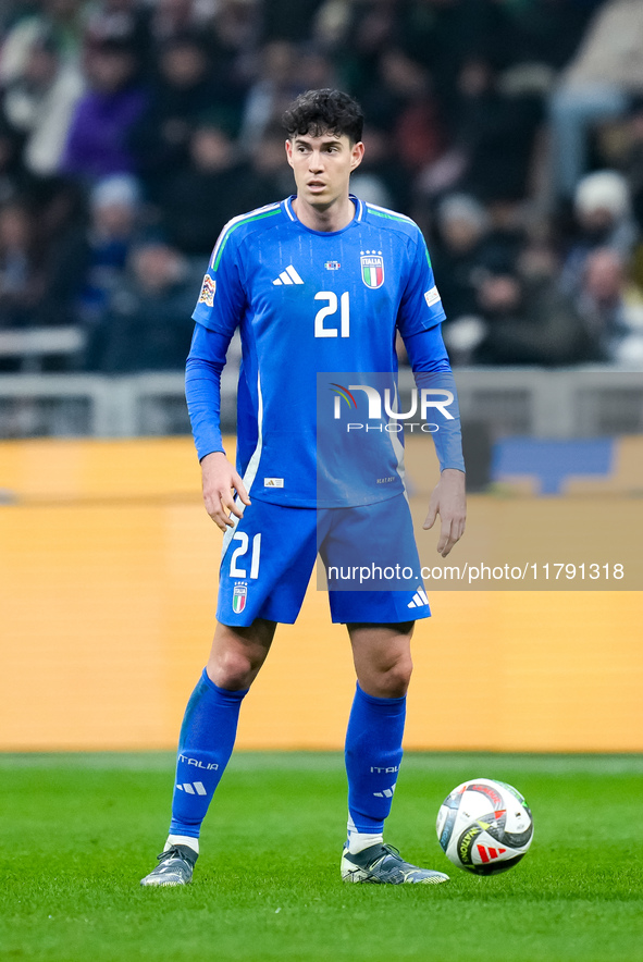 Alessandro Bastoni of Italy during the UEFA Nations League 2024/25 League A Group 2 match between Italy and France at Stadio Giuseppe Meazza...