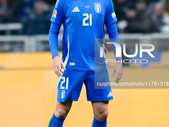 Alessandro Bastoni of Italy during the UEFA Nations League 2024/25 League A Group 2 match between Italy and France at Stadio Giuseppe Meazza...