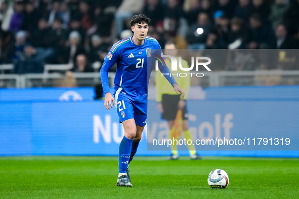 Alessandro Bastoni of Italy during the UEFA Nations League 2024/25 League A Group 2 match between Italy and France at Stadio Giuseppe Meazza...