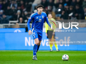 Alessandro Bastoni of Italy during the UEFA Nations League 2024/25 League A Group 2 match between Italy and France at Stadio Giuseppe Meazza...