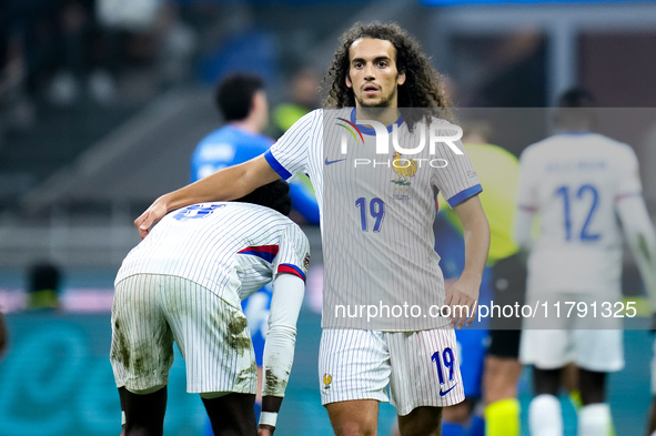 Matteo Guendouzi of France looks on during the UEFA Nations League 2024/25 League A Group 2 match between Italy and France at Stadio Giusepp...