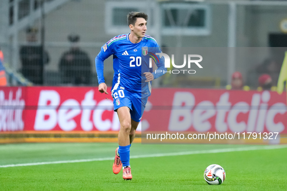 Andrea Cambiaso of Italy during the UEFA Nations League 2024/25 League A Group 2 match between Italy and France at Stadio Giuseppe Meazza on...