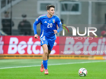 Andrea Cambiaso of Italy during the UEFA Nations League 2024/25 League A Group 2 match between Italy and France at Stadio Giuseppe Meazza on...