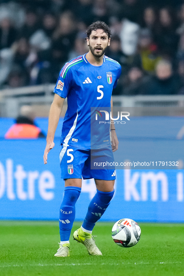 Manuel Locatelli of Italy during the UEFA Nations League 2024/25 League A Group 2 match between Italy and France at Stadio Giuseppe Meazza o...