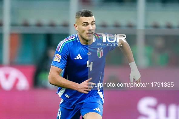 Alessandro Buongiorno of Italy during the UEFA Nations League 2024/25 League A Group 2 match between Italy and France at Stadio Giuseppe Mea...