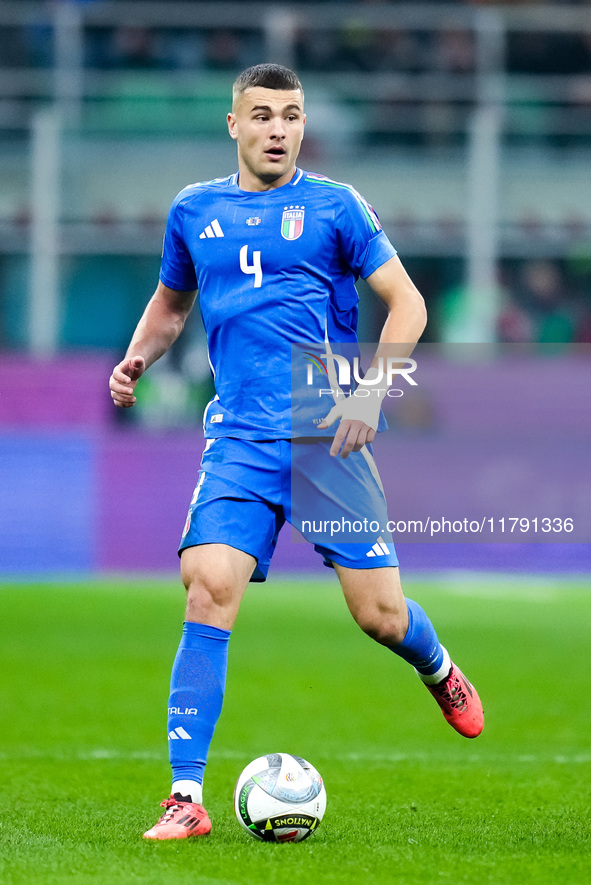 Alessandro Buongiorno of Italy during the UEFA Nations League 2024/25 League A Group 2 match between Italy and France at Stadio Giuseppe Mea...