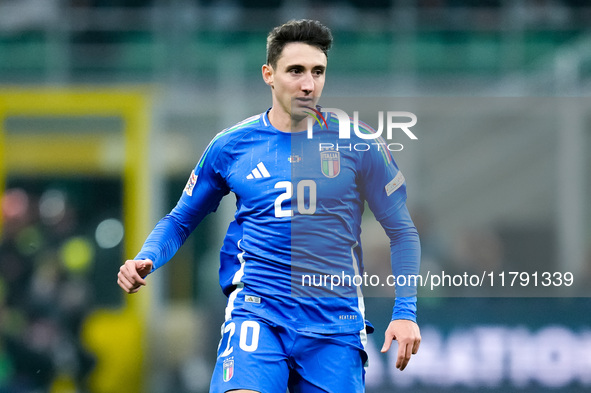 Andrea Cambiaso of Italy during the UEFA Nations League 2024/25 League A Group 2 match between Italy and France at Stadio Giuseppe Meazza on...