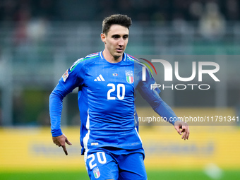 Andrea Cambiaso of Italy during the UEFA Nations League 2024/25 League A Group 2 match between Italy and France at Stadio Giuseppe Meazza on...