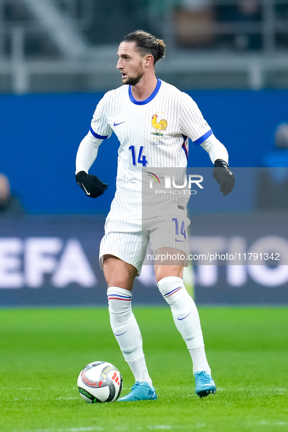 Adrien Rabiot of France during the UEFA Nations League 2024/25 League A Group 2 match between Italy and France at Stadio Giuseppe Meazza on...