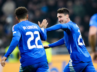 Andrea Cambiaso of Italy celebrates after scoring first goal during the UEFA Nations League 2024/25 League A Group 2 match between Italy and...