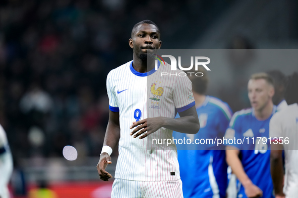 Marcus Thuram of France looks on during the UEFA Nations League 2024/25 League A Group 2 match between Italy and France at Stadio Giuseppe M...