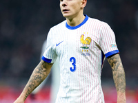 Lucas Digne of France looks on during the UEFA Nations League 2024/25 League A Group 2 match between Italy and France at Stadio Giuseppe Mea...