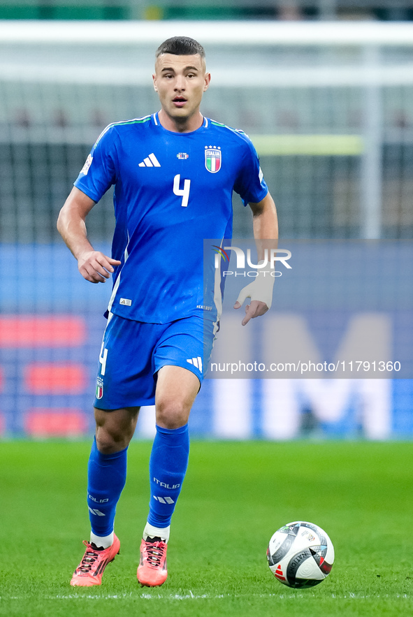 Alessandro Buongiorno of Italy during the UEFA Nations League 2024/25 League A Group 2 match between Italy and France at Stadio Giuseppe Mea...