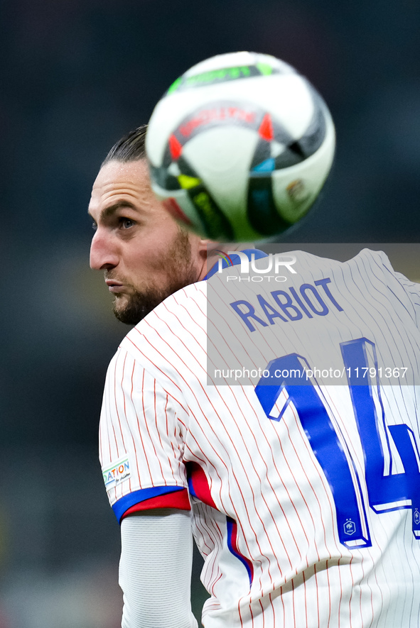 Adrien Rabiot of France during the UEFA Nations League 2024/25 League A Group 2 match between Italy and France at Stadio Giuseppe Meazza on...