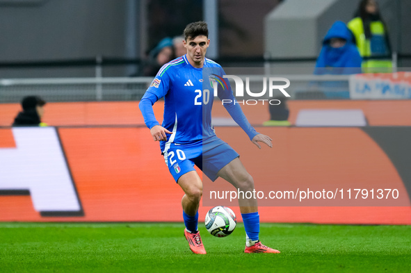 Andrea Cambiaso of Italy during the UEFA Nations League 2024/25 League A Group 2 match between Italy and France at Stadio Giuseppe Meazza on...