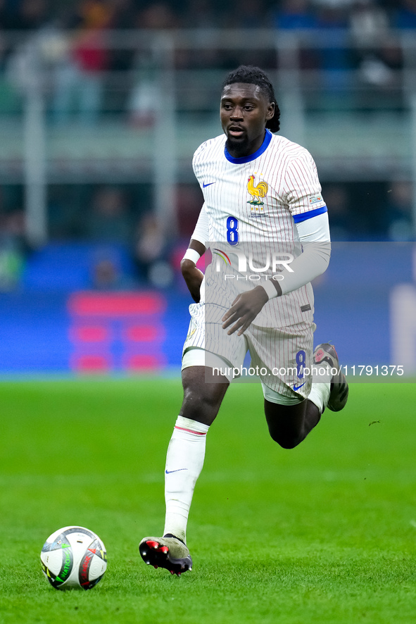 Manu Kone' of France during the UEFA Nations League 2024/25 League A Group 2 match between Italy and France at Stadio Giuseppe Meazza on Nov...