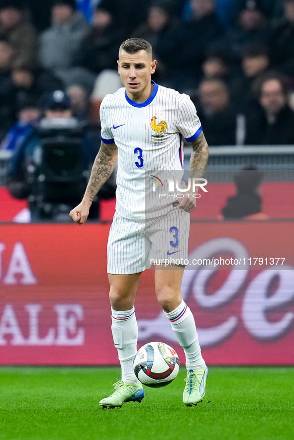 Lucas Digne of France during the UEFA Nations League 2024/25 League A Group 2 match between Italy and France at Stadio Giuseppe Meazza on No...