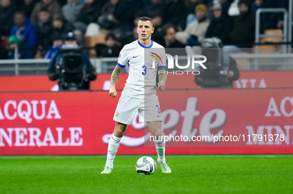 Lucas Digne of France during the UEFA Nations League 2024/25 League A Group 2 match between Italy and France at Stadio Giuseppe Meazza on No...