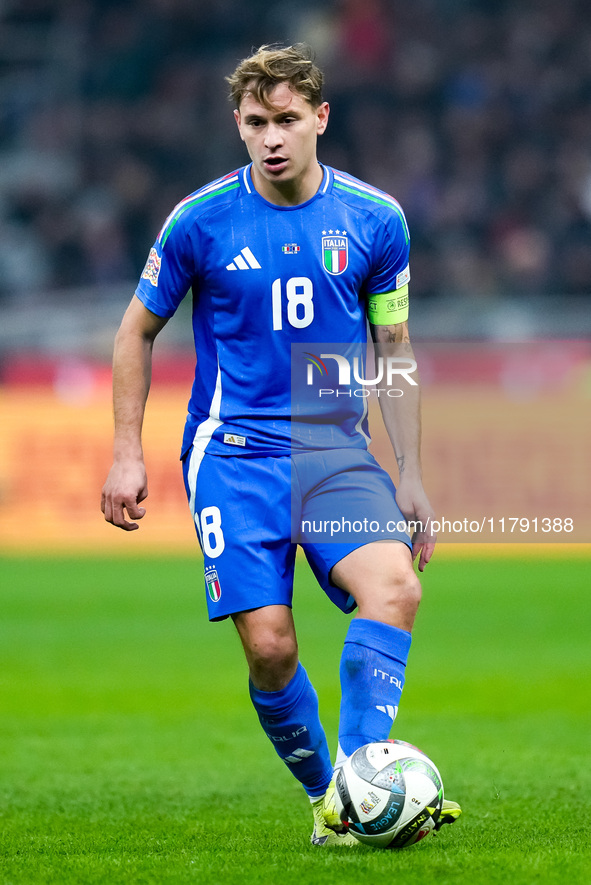 Nicolo' Barella of Italy during the UEFA Nations League 2024/25 League A Group 2 match between Italy and France at Stadio Giuseppe Meazza on...