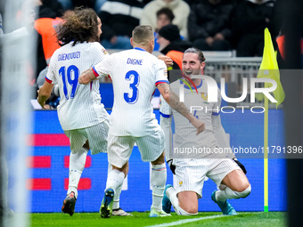 Adrien Rabiot of France celebrates after scoring third goal during the UEFA Nations League 2024/25 League A Group 2 match between Italy and...