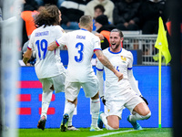 Adrien Rabiot of France celebrates after scoring third goal during the UEFA Nations League 2024/25 League A Group 2 match between Italy and...