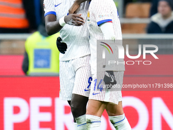 Adrien Rabiot of France celebrates after scoring third goal during the UEFA Nations League 2024/25 League A Group 2 match between Italy and...