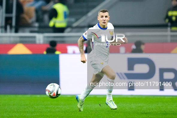 Lucas Digne of France during the UEFA Nations League 2024/25 League A Group 2 match between Italy and France at Stadio Giuseppe Meazza on No...