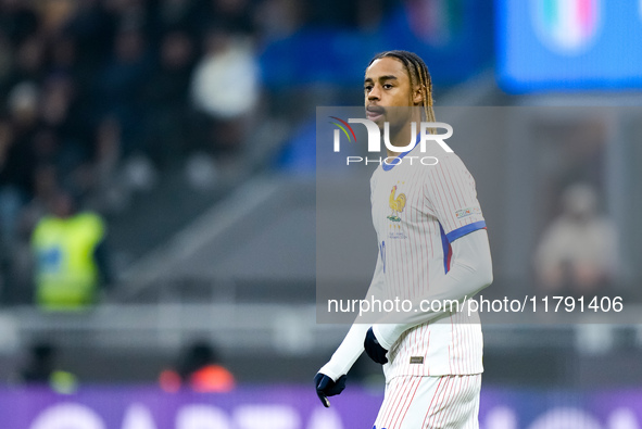 Bradley Barcola of France reacts during the UEFA Nations League 2024/25 League A Group 2 match between Italy and France at Stadio Giuseppe M...