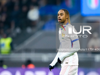 Bradley Barcola of France reacts during the UEFA Nations League 2024/25 League A Group 2 match between Italy and France at Stadio Giuseppe M...