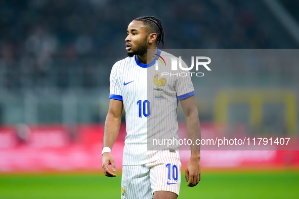 Christopher Nkunku of France looks on during the UEFA Nations League 2024/25 League A Group 2 match between Italy and France at Stadio Giuse...