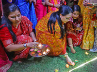 Rajasthan Deputy Chief Minister Diya Kumari and JMC Greater Mayor Somya Gurjar light earthen lamps during the 'Deepdan' celebration on the o...