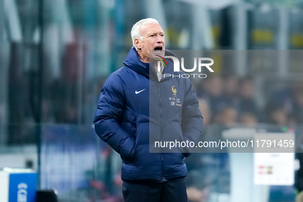 Didier Deschamps head coach of France yells during the UEFA Nations League 2024/25 League A Group 2 match between Italy and France at Stadio...