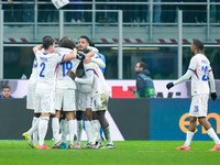 Players of France celebrate the victory at the final whistle the UEFA Nations League 2024/25 League A Group 2 match between Italy and France...