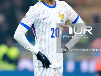 Bradley Barcola of France looks on at the end of the UEFA Nations League 2024/25 League A Group 2 match between Italy and France at Stadio G...