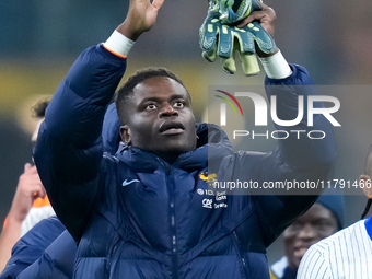 Brice Samba of France greets the fans at the end of the UEFA Nations League 2024/25 League A Group 2 match between Italy and France at Stadi...