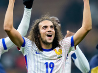 Matteo Guendouzi of France celebrates the victory at the end of the UEFA Nations League 2024/25 League A Group 2 match between Italy and Fra...