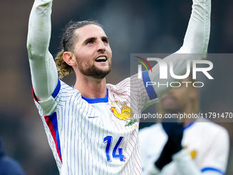 Adrien Rabiot of France celebrates the victory at the end of the UEFA Nations League 2024/25 League A Group 2 match between Italy and France...