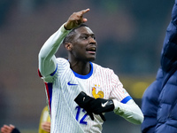 Randal Kolo Muani of France celebrates the victory at the end of the UEFA Nations League 2024/25 League A Group 2 match between Italy and Fr...