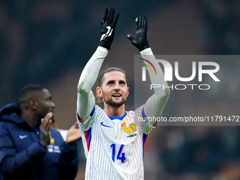 Adrien Rabiot of France celebrates the victory at the end of the UEFA Nations League 2024/25 League A Group 2 match between Italy and France...