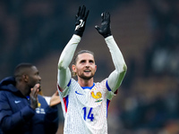 Adrien Rabiot of France celebrates the victory at the end of the UEFA Nations League 2024/25 League A Group 2 match between Italy and France...