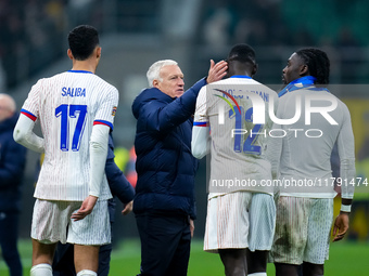 Didier Deschamps head coach of France and Randal Kolo Muani of France at the end of the UEFA Nations League 2024/25 League A Group 2 match b...