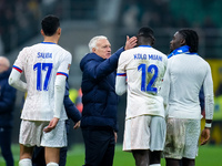 Didier Deschamps head coach of France and Randal Kolo Muani of France at the end of the UEFA Nations League 2024/25 League A Group 2 match b...