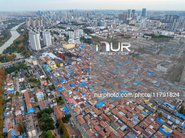 The photo shows Fuqiang Village, an ''urban village'' in Qingjiangpu district of Huai 'an City, Jiangsu province, China, on November 19, 202...