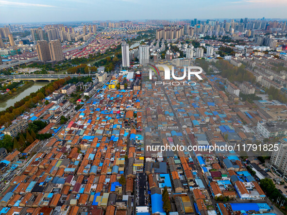 The photo shows Fuqiang Village, an ''urban village'' in Qingjiangpu district of Huai 'an City, Jiangsu province, China, on November 19, 202...