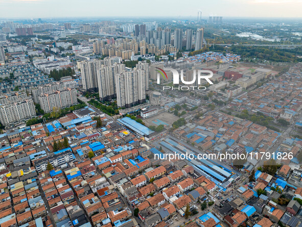 The photo shows Fuqiang Village, an ''urban village'' in Qingjiangpu district of Huai 'an City, Jiangsu province, China, on November 19, 202...