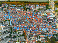 The photo shows Fuqiang Village, an ''urban village'' in Qingjiangpu district of Huai 'an City, Jiangsu province, China, on November 19, 202...